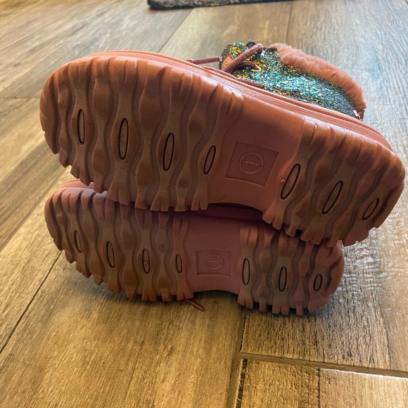 Girls Size 1 Winter Boots London Fog Pink Glitter - Picture 5 of 5